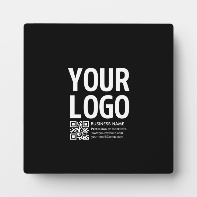 Ihr Logo mit editierbarem QR-Code und Text  Fotoplatte (Vorderseite)