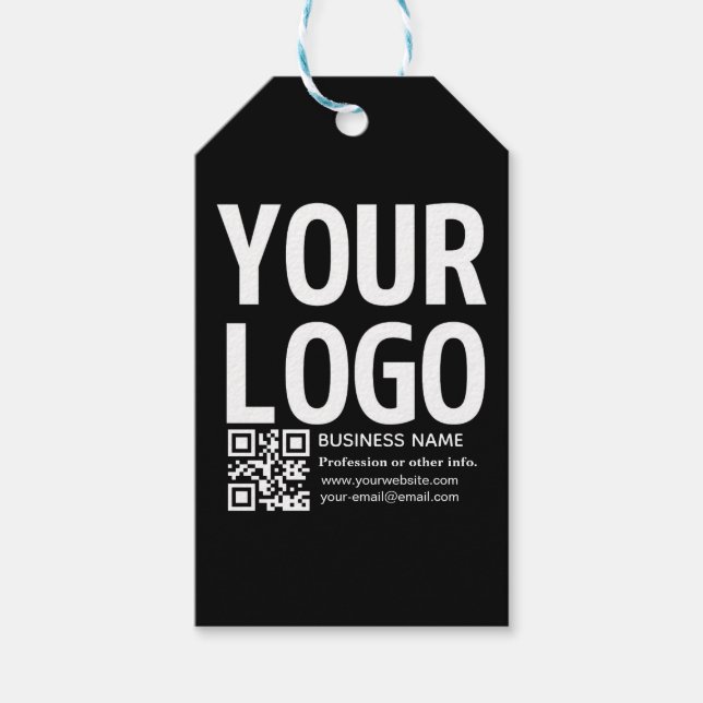 Ihr Logo mit editierbarem QR-Code und Text  Geschenkanhänger (Vorderseite)