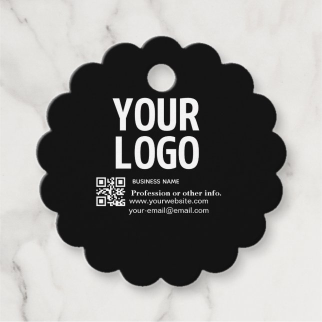 Ihr Logo mit editierbarem QR-Code und Text  Geschenkanhänger (Vorderseite)