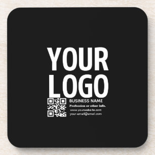 Ihr Logo mit editierbarem QR-Code und Text Getränkeuntersetzer