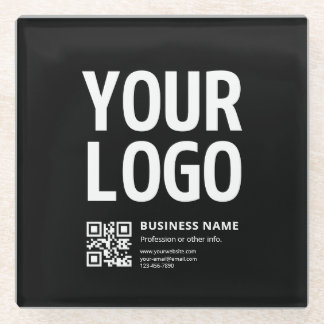 Ihr Logo mit editierbarem QR-Code und Text Glasuntersetzer