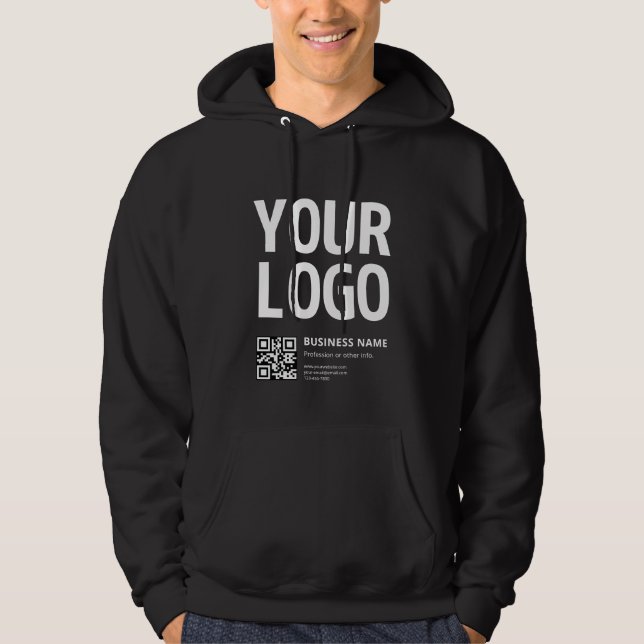 Ihr Logo mit editierbarem QR-Code und Text Hoodie (Vorderseite)