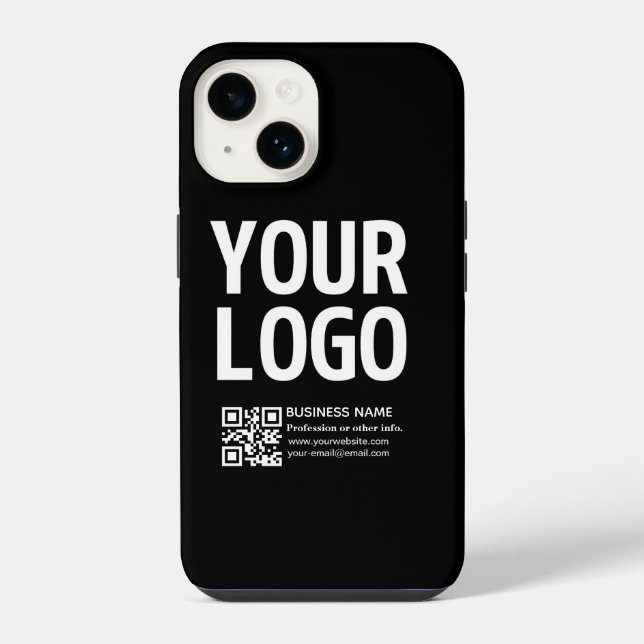 Ihr Logo mit editierbarem QR-Code und Text  iPhone 14 Hülle (Rückseite)
