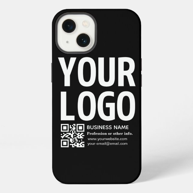 Ihr Logo mit editierbarem QR-Code und Text  iPhone Hülle (Rückseite)