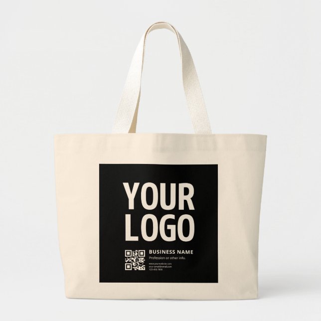 Ihr Logo mit editierbarem QR-Code und Text Jumbo Stoffbeutel (Vorne)