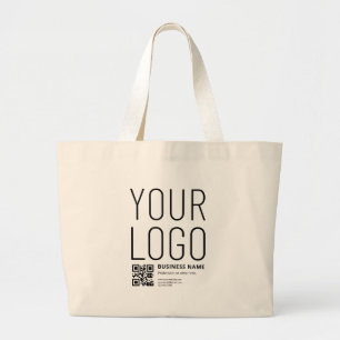 Ihr Logo mit editierbarem QR-Code und Text Jumbo Stoffbeutel