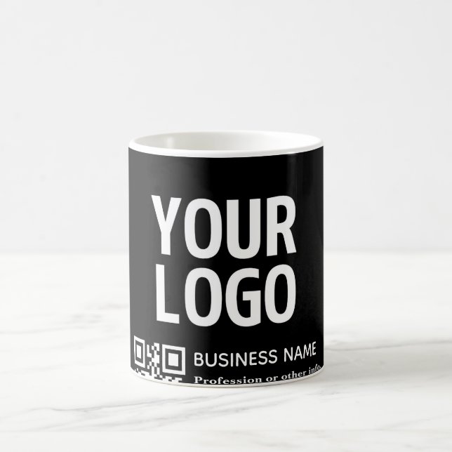 Ihr Logo mit editierbarem QR-Code und Text  Kaffeetasse (Mittel)