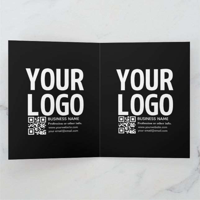 Ihr Logo mit editierbarem QR-Code und Text  Karte (Innenseite)