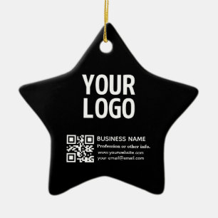 Ihr Logo mit editierbarem QR-Code und Text Keramik Ornament