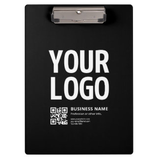 Ihr Logo mit editierbarem QR-Code und Text Klemmbrett