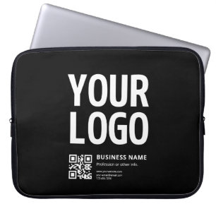 Ihr Logo mit editierbarem QR-Code und Text Laptopschutzhülle