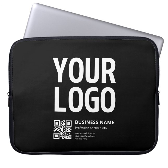Ihr Logo mit editierbarem QR-Code und Text Laptopschutzhülle (Vorderseite)