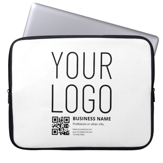 Ihr Logo mit editierbarem QR-Code und Text Laptopschutzhülle (Vorderseite)