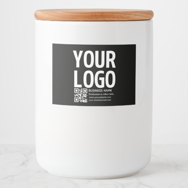 Ihr Logo mit editierbarem QR-Code und Text  Lebensmitteletikett (Vorderseite)
