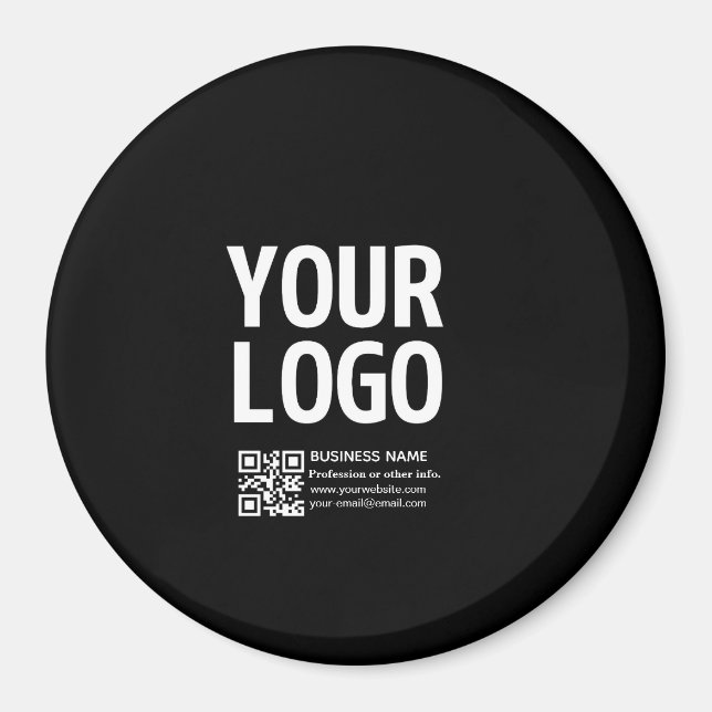 Ihr Logo mit editierbarem QR-Code und Text  Magnet (Vorne)