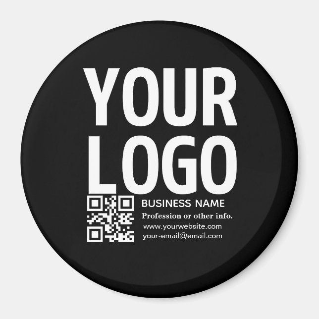 Ihr Logo mit editierbarem QR-Code und Text  Magnet (Vorne)