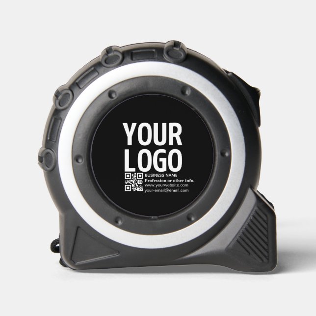 Ihr Logo mit editierbarem QR-Code und Text  Maßband (Vorderseite)