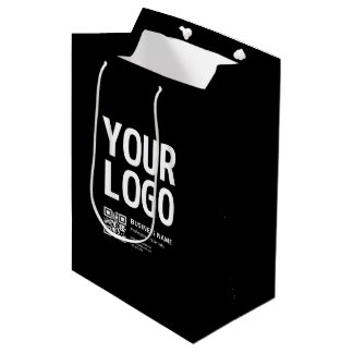 Ihr Logo mit editierbarem QR-Code und Text Mittlere Geschenktüte