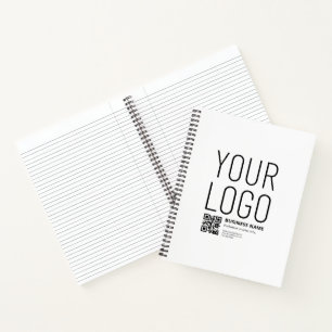 Ihr Logo mit editierbarem QR-Code und Text Notizbuch