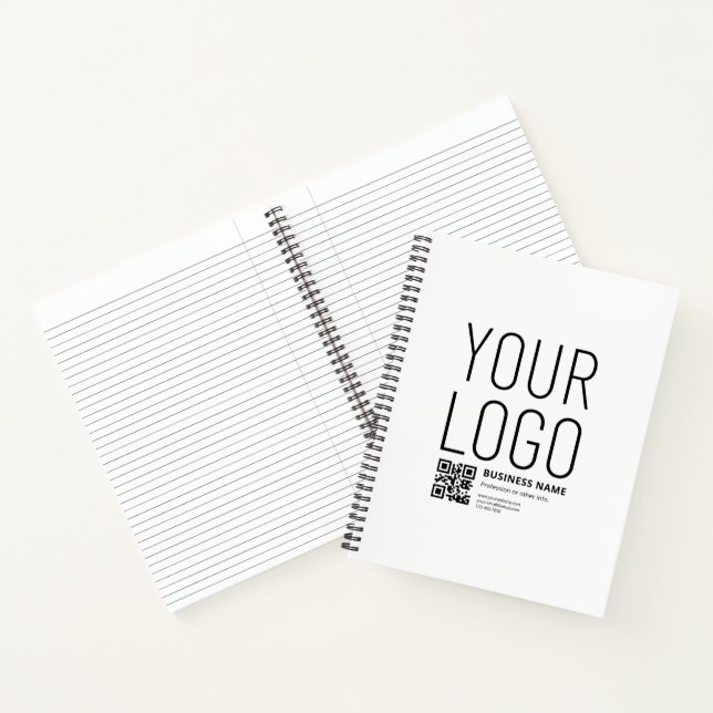 Ihr Logo mit editierbarem QR-Code und Text Notizbuch (Innenseite)