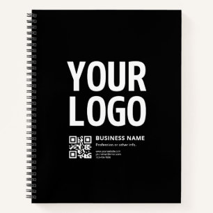 Ihr Logo mit editierbarem QR-Code und Text Notizbuch