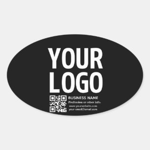 Ihr Logo mit editierbarem QR-Code und Text  Ovaler Aufkleber