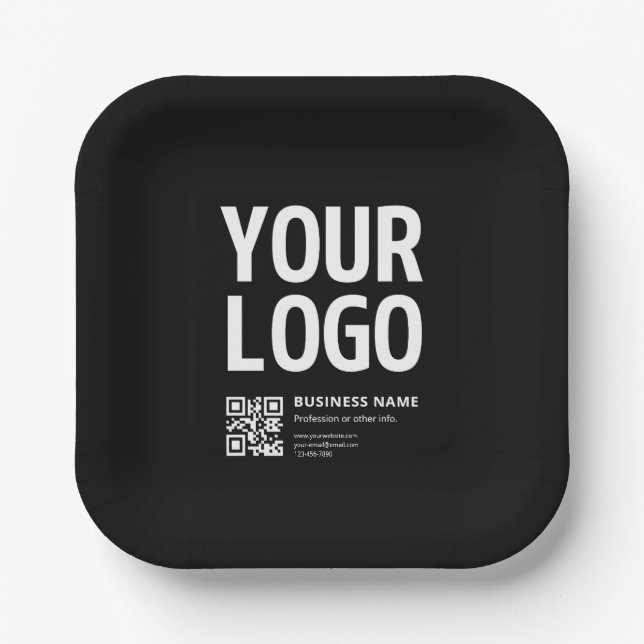 Ihr Logo mit editierbarem QR-Code und Text Pappteller (Vorderseite)