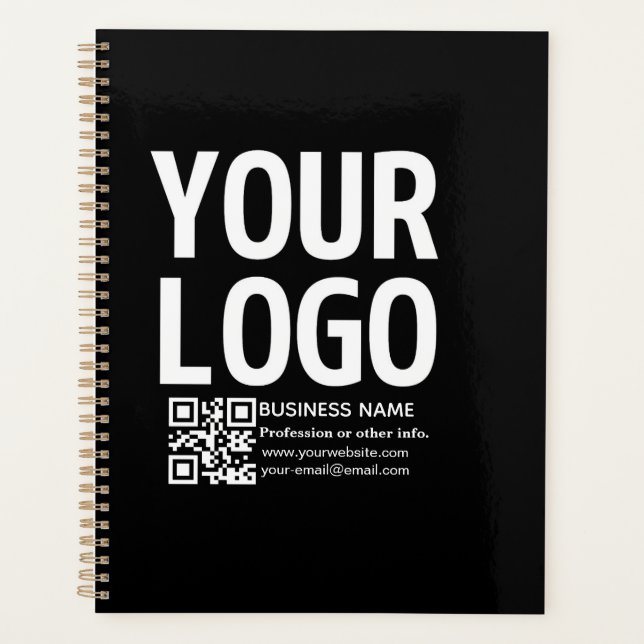 Ihr Logo mit editierbarem QR-Code und Text  Planer (Vorderseite)