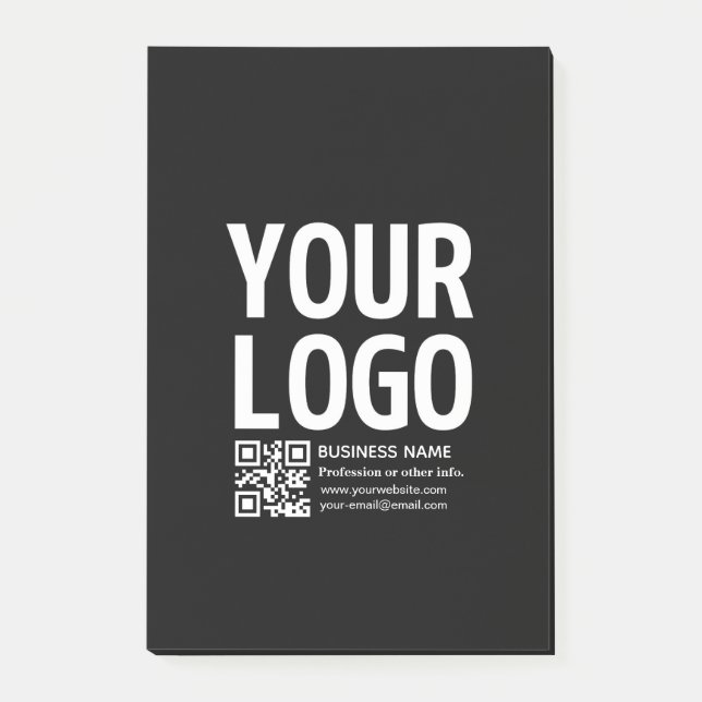 Ihr Logo mit editierbarem QR-Code und Text  Post-it Klebezettel (Vorderseite)