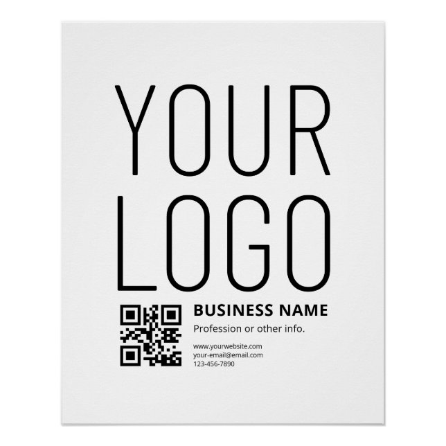 Ihr Logo mit editierbarem QR-Code und Text Poster (Vorderseite)