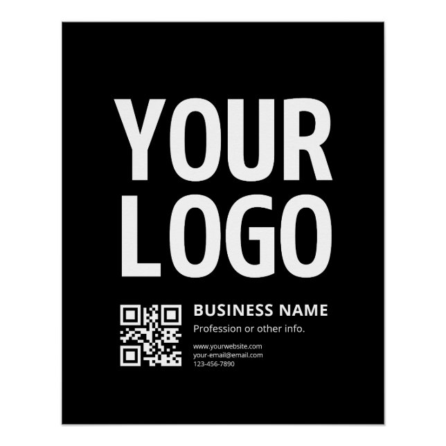 Ihr Logo mit editierbarem QR-Code und Text Poster (Vorderseite)