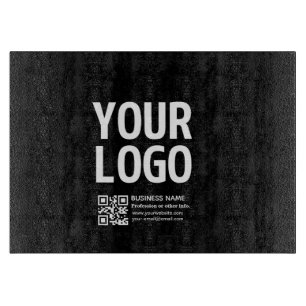Ihr Logo mit editierbarem QR-Code und Text Schneidebrett