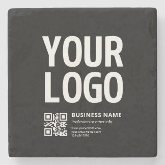 Ihr Logo mit editierbarem QR-Code und Text Steinuntersetzer