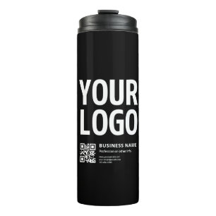 Ihr Logo mit editierbarem QR-Code und Text Thermosbecher
