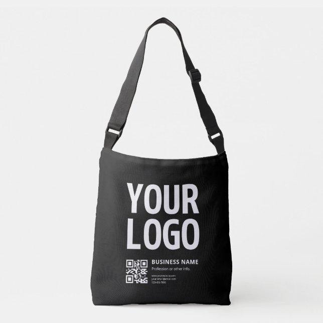 Ihr Logo mit editierbarem QR-Code und Text Tragetaschen Mit Langen Trägern (Vorderseite)