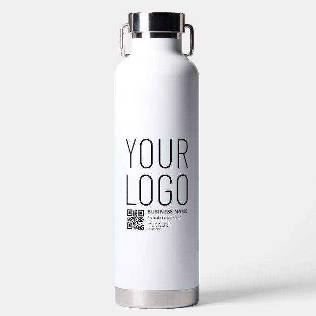 Ihr Logo mit editierbarem QR-Code und Text Trinkflasche (Vorderseite)