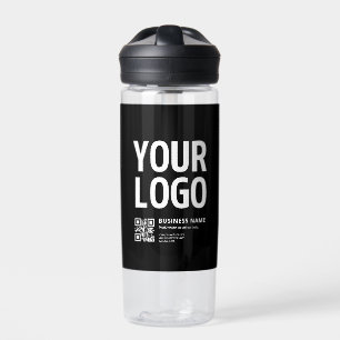 Ihr Logo mit editierbarem QR-Code und Text Trinkflasche