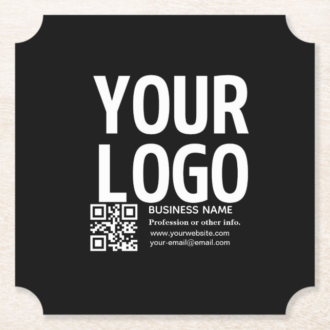 Ihr Logo mit editierbarem QR-Code und Text  Untersetzer (Vorderseite)