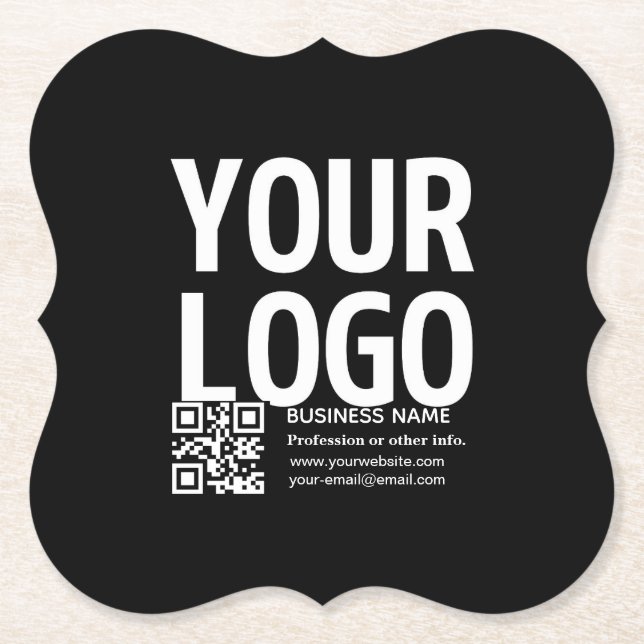 Ihr Logo mit editierbarem QR-Code und Text  Untersetzer (Vorderseite)