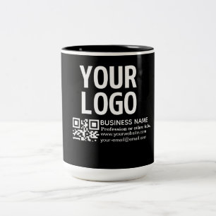 Ihr Logo mit editierbarem QR-Code und Text Zweifarbige Tasse