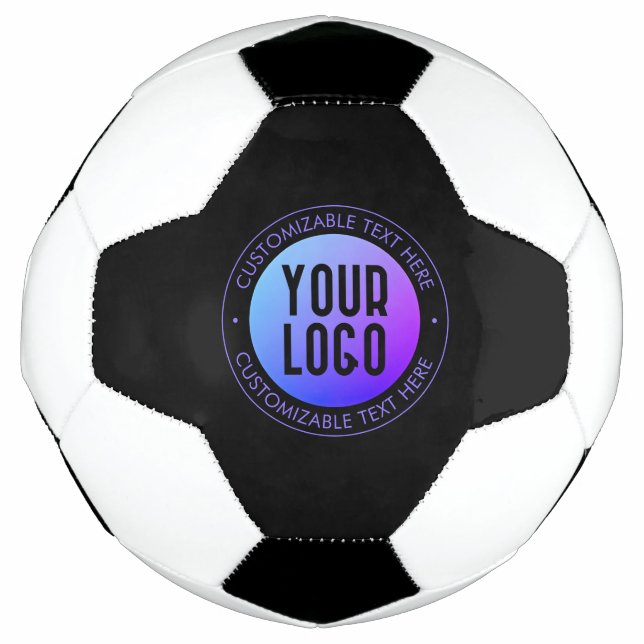 Ihr Logo & Modern Blue & Lila Ombre Gradient Fußball (Vorderseite)