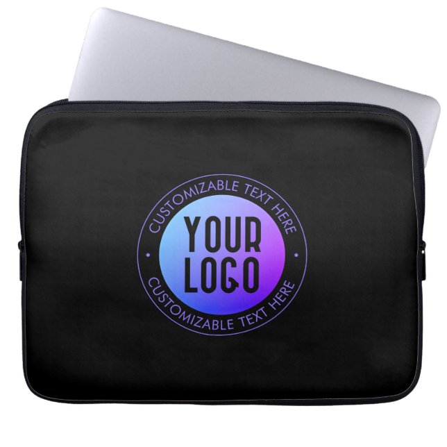 Ihr Logo & Modern Blue & Lila Ombre Gradient Laptopschutzhülle (Vorderseite)