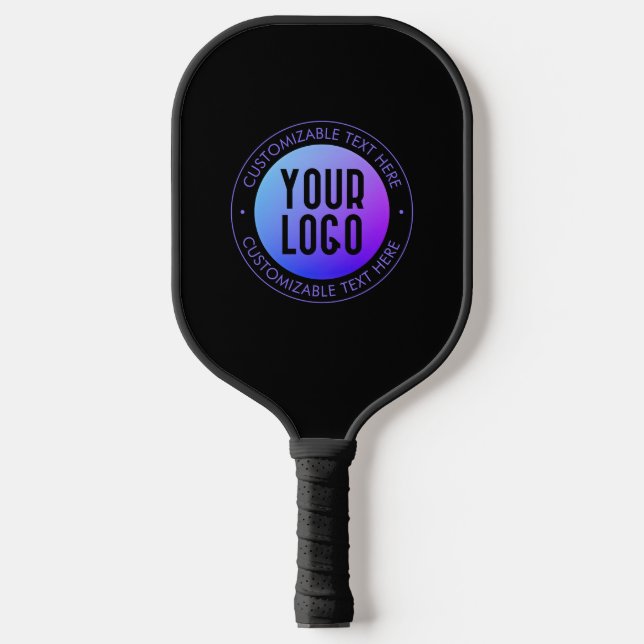 Ihr Logo & Modern Blue & Lila Ombre Gradient Pickleball Schläger (Vorderseite)