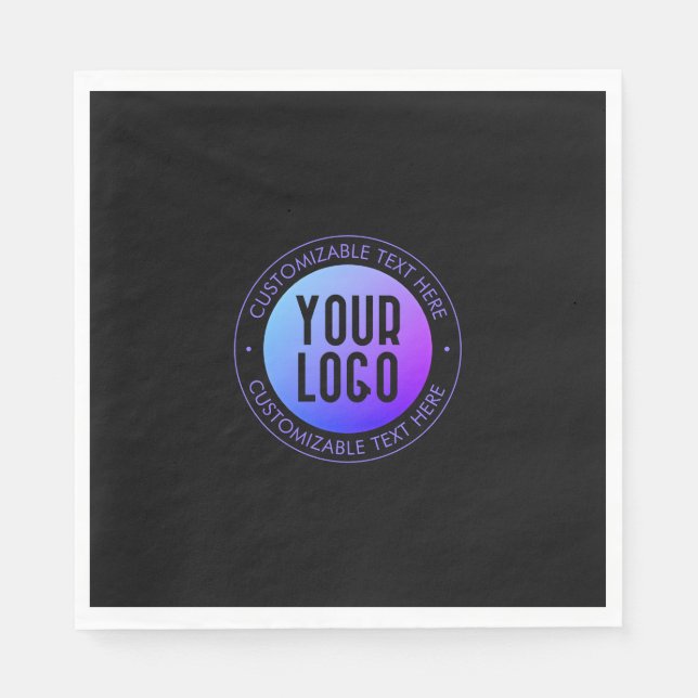 Ihr Logo & Modern Blue & Lila Ombre Gradient Serviette (Vorderseite)