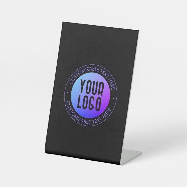 Ihr Logo & Modern Blue & Lila Ombre Gradient Sockelschild (Vorderseite)