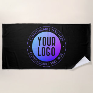 Ihr Logo & Modern Blue & Lila Ombre Gradient Strandtuch