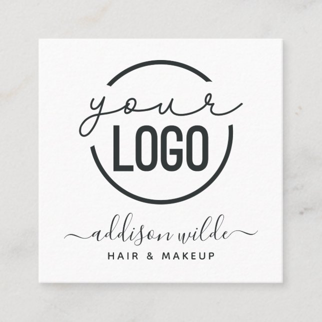 Ihr Logo Modern Chic Minimal Einfach Weiß Platz Quadratische Visitenkarte (Vorderseite)