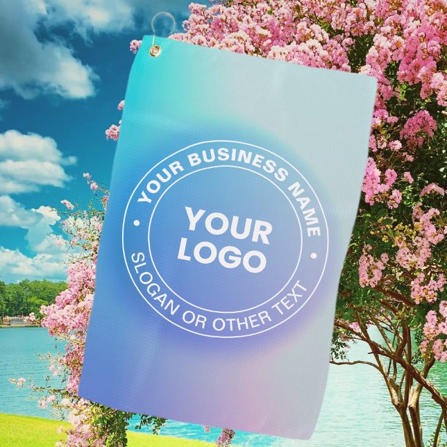 Ihr Logo | Modern Faltenfarbe Ombre & White Text Golfhandtuch (Von Creator hochgeladen)