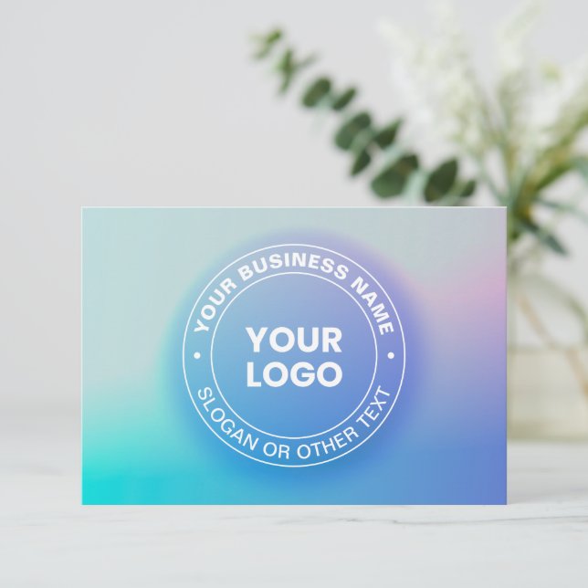 Ihr Logo | Modern Faltenfarbe Ombre & White Text Mitteilungskarte (Stehend Vorderseite)