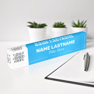 Ihr Logo Modern Fett Name Titel Simple Sky Blue Namensplakette